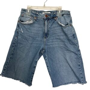 Garage Denim Bermuda Shorts Raw Hem